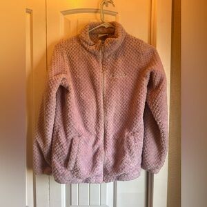 Columbia Full Zip Fuzzy Fleece Girls Size  L Jacket Zip Pockets pink